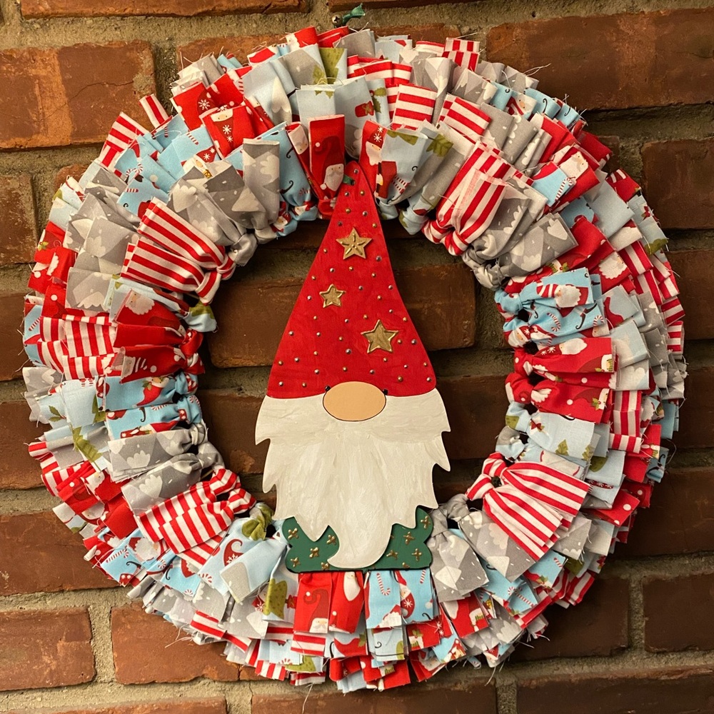 Christmas Gnome Rag Wreath